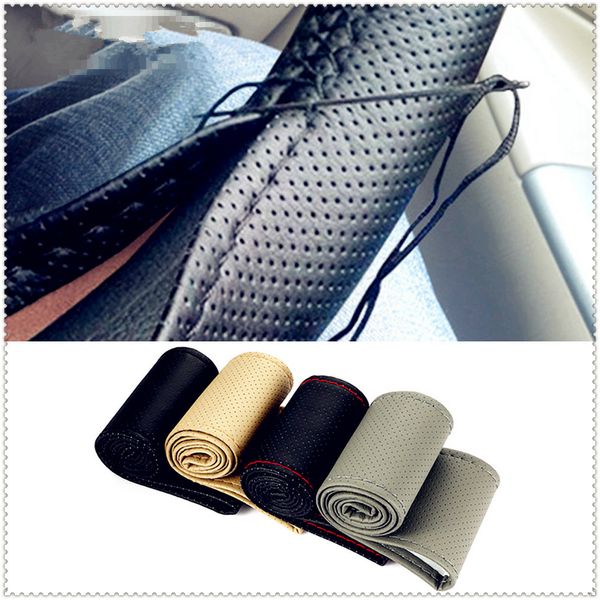

car braid wheel steering cover thread leather 38cm auto for accent azera elantra solaris verna santa fe ix45 sonata