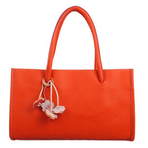

fashion girls travel handbags leather shoulder bag candy color flowers tote