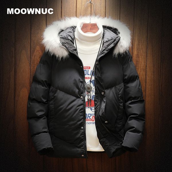 

moownuc мужчин 2019 новая зимняя куртка мужчины увлеченные parka теплое пальто zipper мужские зимние пальто и куртки ветрозащитный для, Black