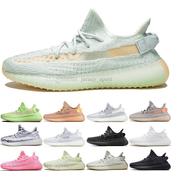 

with box kanye west clay v2 static reflective gid glow in the dark mens running shoes hyperspace true form sports designer sneakers, White;red