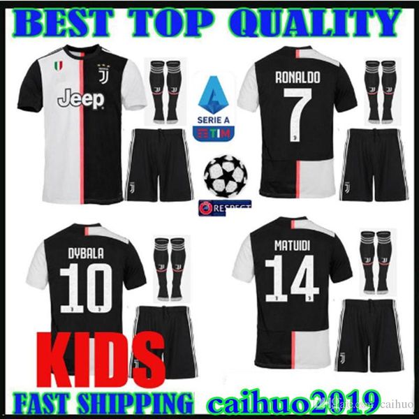 

New patch kid kit 19 20 ronaldo juventu champion league occer jer ey dybala 2019 2020 home mandzukic bonucci child boy football hirt
