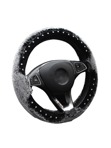 

winter steering wheel cover plush universal cute female fashion warm non-slip car handle cover