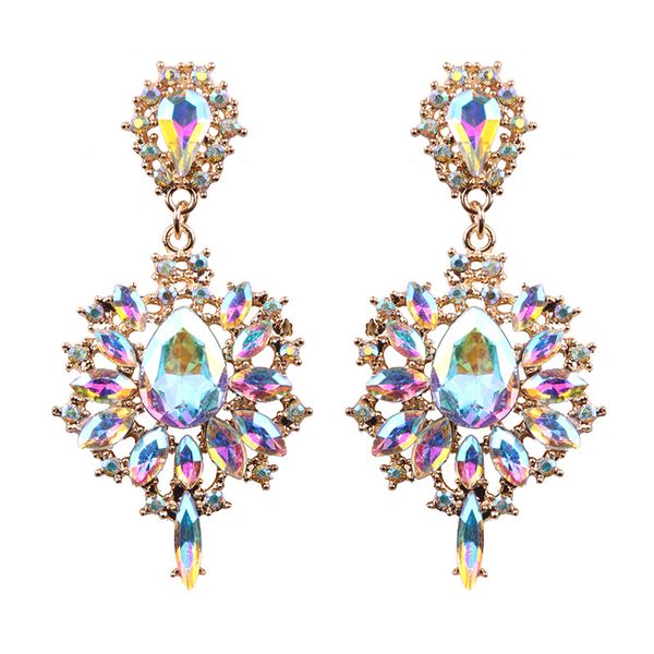 

women drop earrings colorful flower big brand design luxury starburst pendant crystal stud gem statement earrings jewelry gifts, Silver
