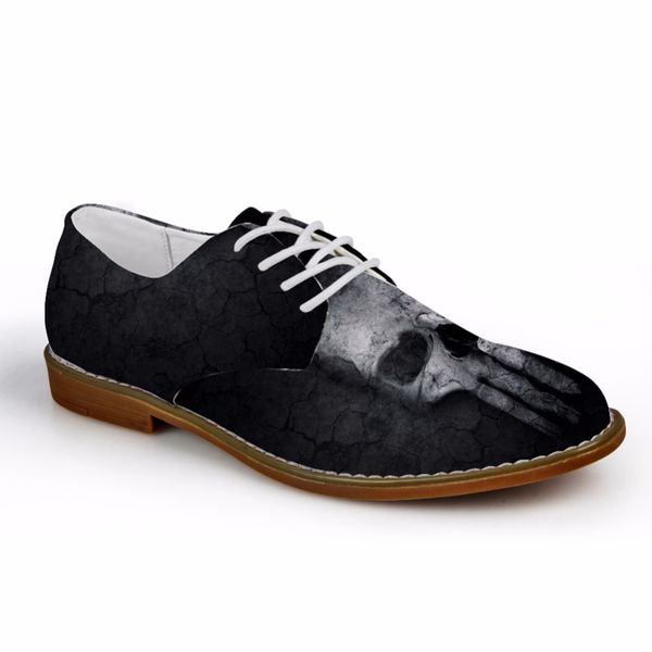 

customized black cool men oxfords shoes casual synthetic leather fashion skull pattern men's business oxfords shoes for man