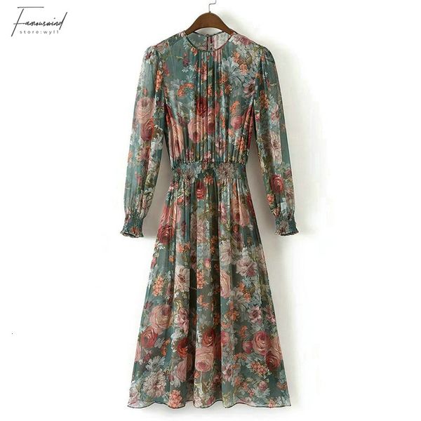 

женская одежда женские платья дизайнер женщин мода цветочные печати середина платье упругие талии o шеи два набор vintage brand vestidos xd4, Black;gray