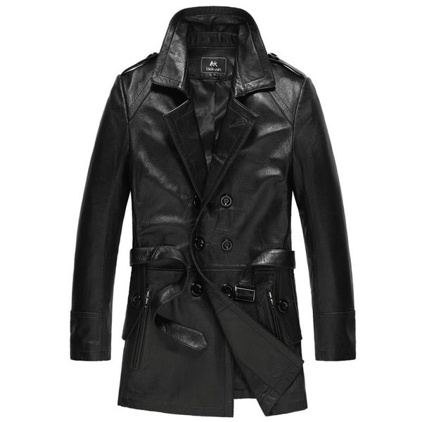 

genuine leather jacket autumn winter jacket men goat skin coat men clothes 2019 streetwear trench coat plus size erkek mont 2657, Black