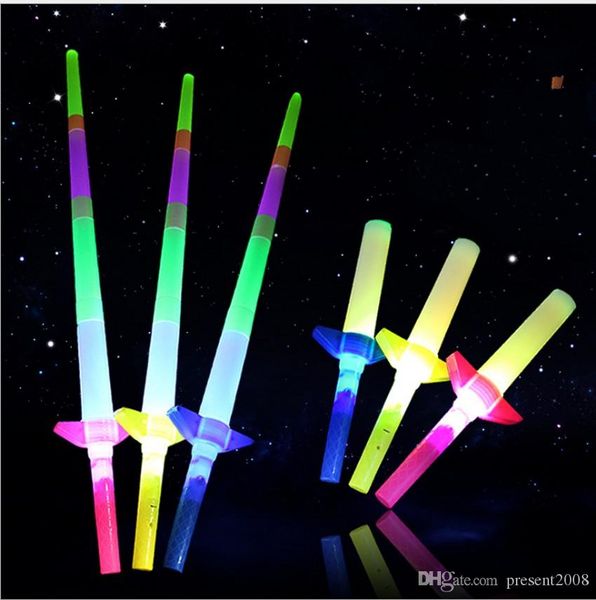 20 PC LED Glow Stick 4 Abschnitt Ausziehbare LED Glow Schwert Kinder Spielzeug Blinkende Stick Konzert Für Party Konzert liefert Requisiten