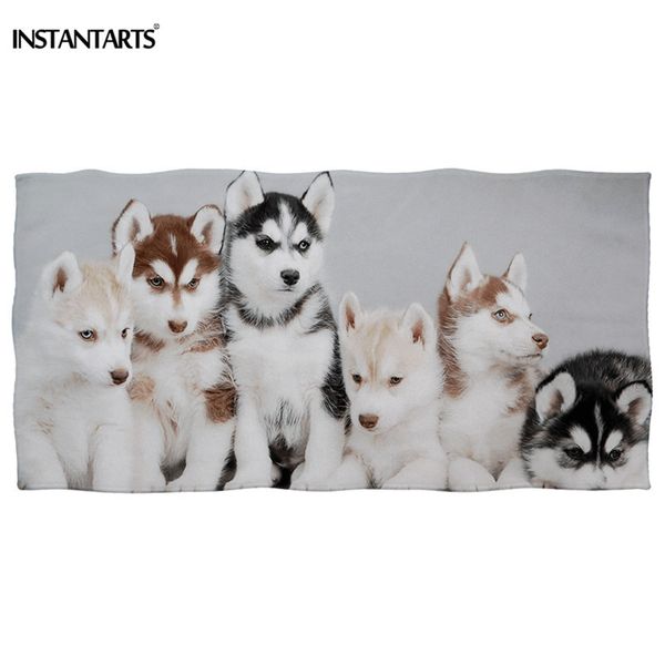 

instantarts 3d cute husky sports quick dry towel microfiber bath beach swimming towels for adults cotton portable travel towel