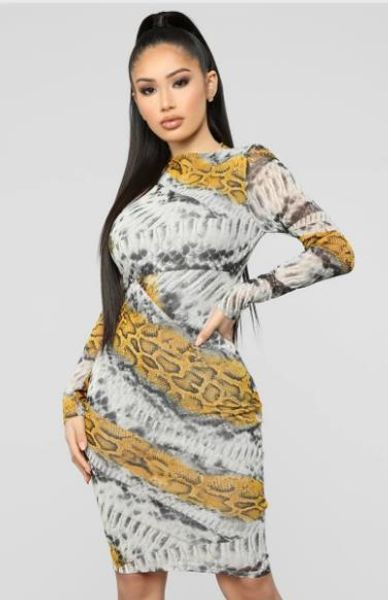 

женщины дизайнер змеиной кожи платья мода панелями bodycon платья повседневная круглый вырез с длинным рукавом платья женская одежда, Black;gray