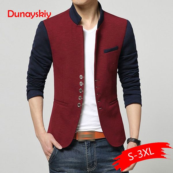 

plus size blazer men chinese collar suit mens autumn blazer hommes casual jacket fashion patchwork brand clothing veste homme, White;black