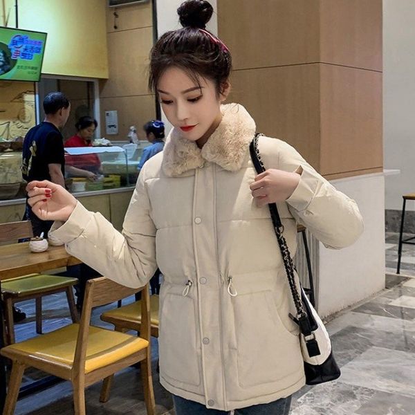 

winter women collection windproof women thick jacket european style fur collar female warm jacket abrigo mujer, Black