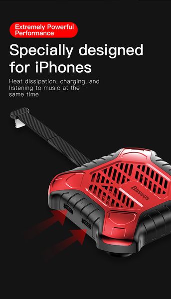 

baseus mobile phone game cooler radiator for iphone 11 pro x xs xs max xr heat sink cooling & audio charging cable adapter
