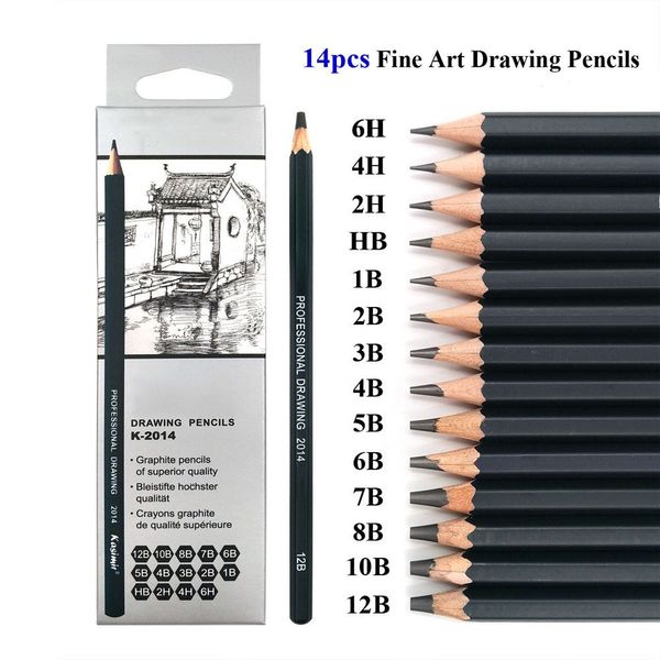 

14pcs/set professional wooden sketch pencils 12b10b 8b 7b 6b 5b 4b 3b 2b graphite art manual draw pen office school stationery