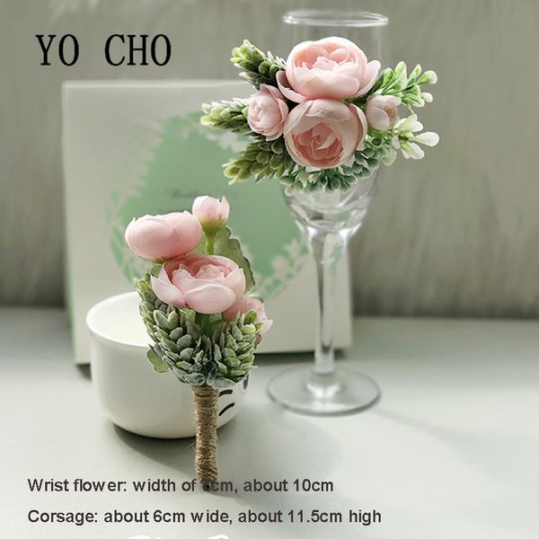 

yo cho wedding wrist corsage bracelet bridesmaid artificial flowers groom boutonniere pin marriage wedding planner silk flower corsages