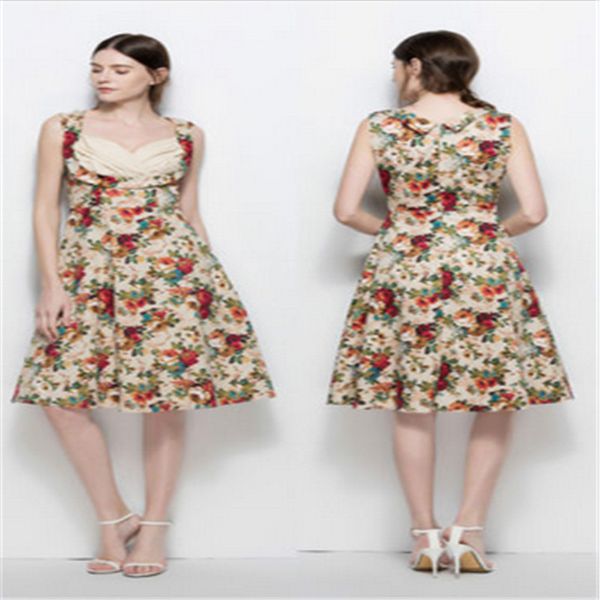 

womens summer dress 2017 floral retro vintage new casual party robe rockabilly dresses plus size vestidos mujer, Black;gray