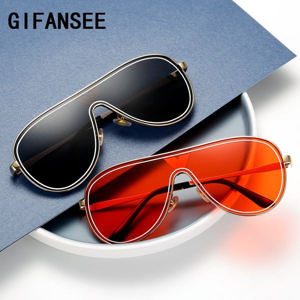 

gifansee women pilot sunglasses gradient oversized men flat brand glasses one piece vintage luxury design uv400 retro shades, White;black