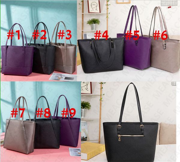 

ks designer women pu leather tote shoulder bag luxury large capacity bag for lady fashion shopping travel party bags casual handbags d7306, Black