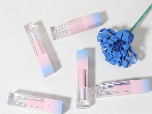 

200pcs/lot square empty lip gloss tube gradient pink blue plastic elegant lipstick liquid cosmetic containers 5ml sample
