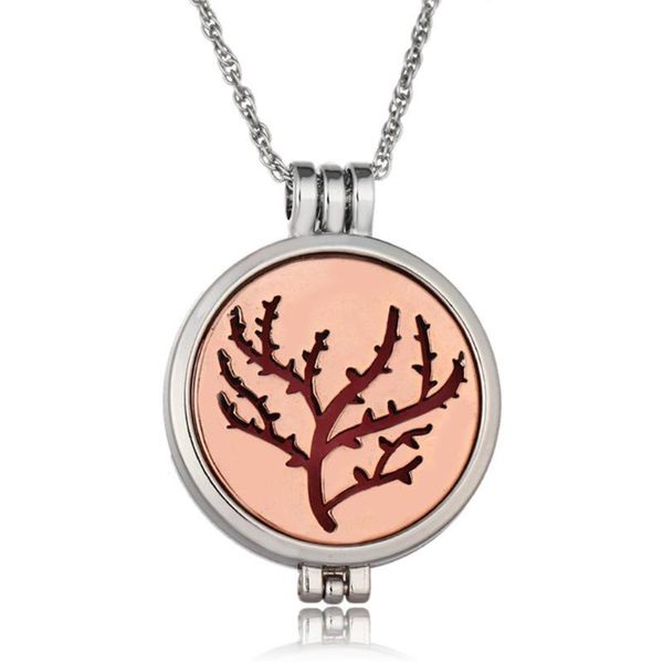

essential oil diffuser necklace tree of life lockets pendant necklace with luminous pads perfume jewelry, Silver