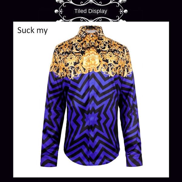 

мужская дизайнерская 3d цифровая печать рубашка с длинным рукавом ветер высокого класса подиум мужчины и женщины рубашка рубашка, White;black