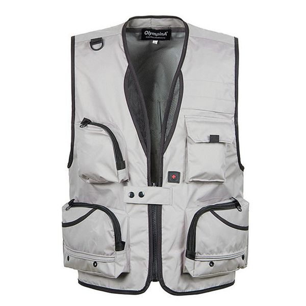 

spring autumn men jacket men's pgraphy work vest v-neck multi-pocket reporters director sleeveless jacket outerwear a364 men's ves, Black;white