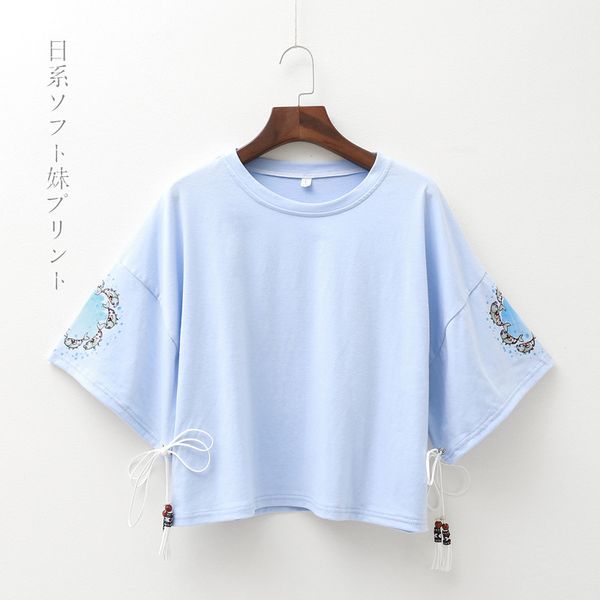 

women tshirt short sleeve harajuku janpanese bow cartoon fish printed kawaii tee shirt casual streetwear haut femme camiseta, White