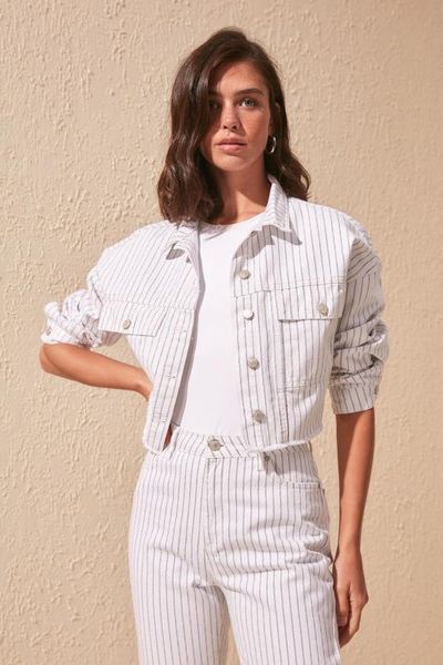 

trendyol line detailed crop denim jacket twoss20ce0142, Black;brown