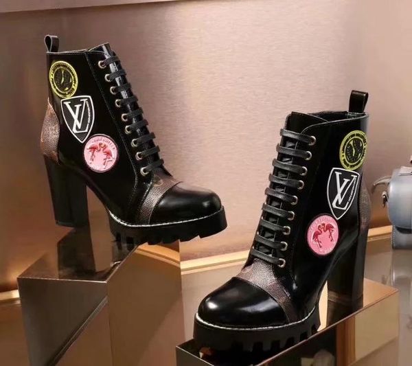 

ankle boots luxurious brand classical womens designers shoes genuine leather monogram canvas martin boots, Black
