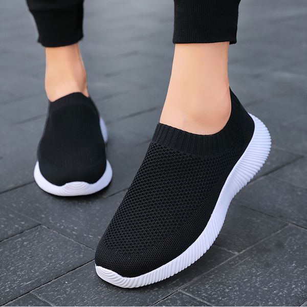 

womens shoes flats summer breathable mesh sneakers female casual loafers women tenis soft walking shoes footwear plus size 43, Black