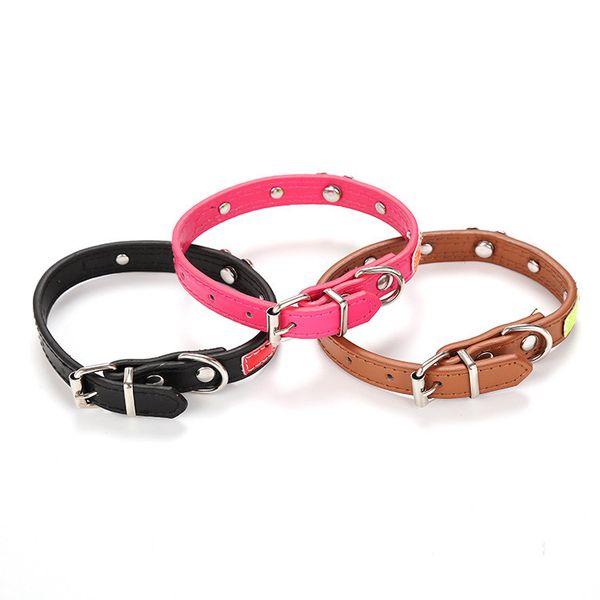 

leather dog collar 3 colors, soft padded collars for puppy medium