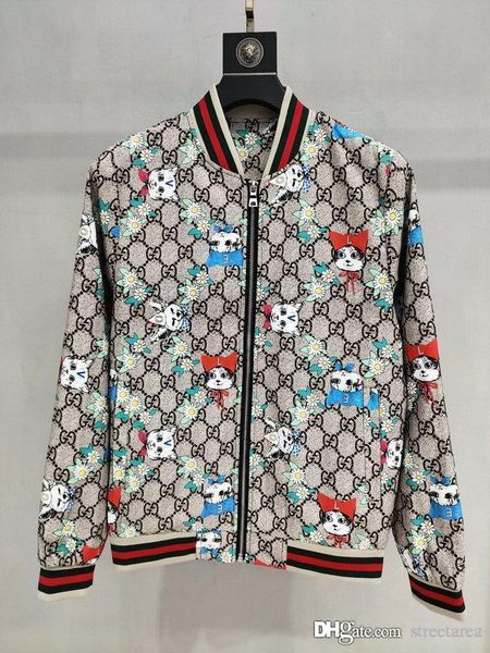 

2020 fashion designer animal printing jacket mens windbreaker fabric stand-up collar fashionable men's casual jacket, Black;brown