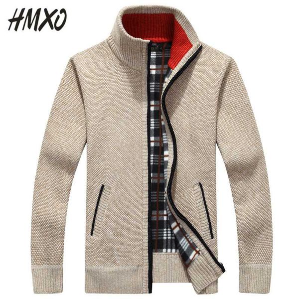 

men's sweaters hmxo fashion winter thick sweater jacket long sleeve male cardigan zipper men casual plus clothing -3xl 8 colors, White;black