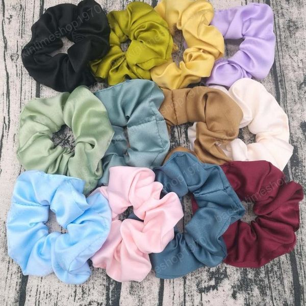 

scrunchies headwear solid elastic headbands soft hair ties rope scrunchie bands girls ponytail holder kids hair accessories 13 colors, Slivery;white