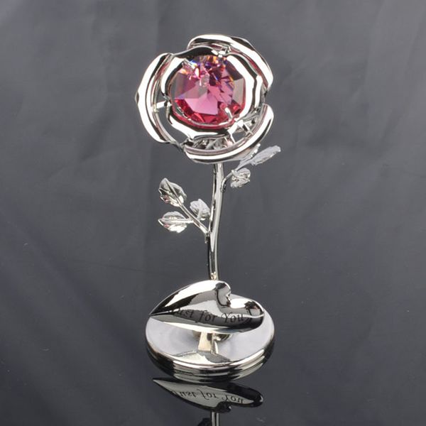 

electroplated crystal home decoration rose with base for valentine's day gift craft birthday wedding gifts