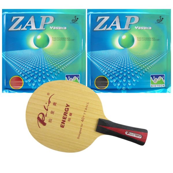 

pro table tennis pingpong combo racket palio energy 03 with 2x yasaka zap 40mm biotech no ittf h40-44 shakehand long fl