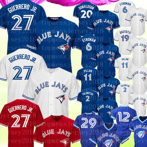 

Blue Jays 27 Vladimir Guerrero Jr. Jersey Toronto Josh Donaldson 11 Kevin Pillar 6 Marcus Stroman 29 Joe Carter Bautista Jerseys 2020