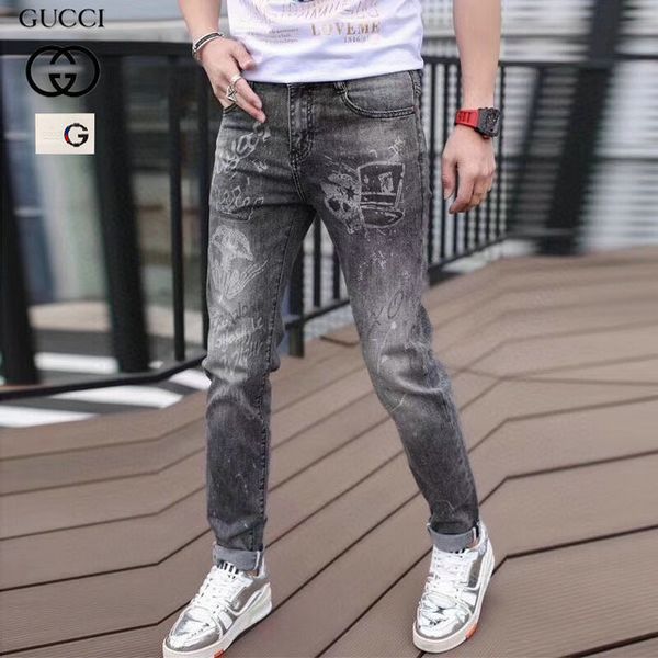 

the new criminal trend is harmful to hip-hop tight jeans of male fashion designers and jeans of motorcycle drivers. size 28-40~pp4, Blue