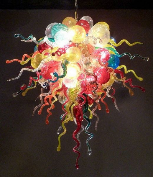 

multi color art design hanging chain chandelier 100% handmade blown murano glass led pendant lamps for l decoration