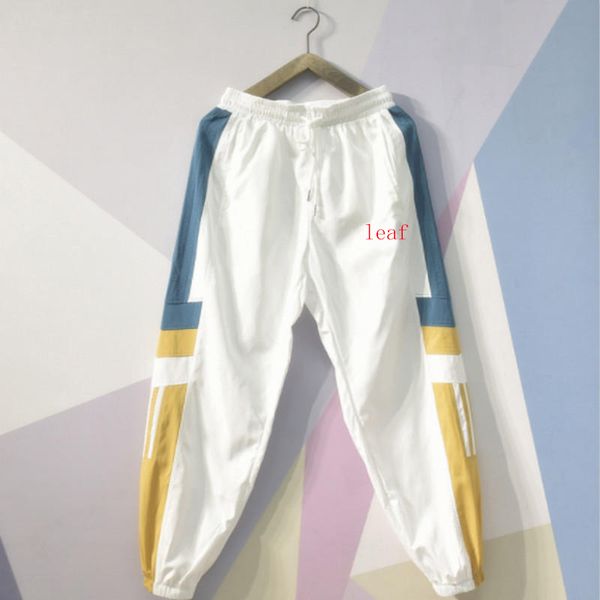 

summer logo designer mens pants leaf luxury pants with panelled pattern loose drawstring sport pants casual nine points sweatpants for men, Black