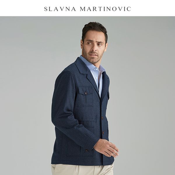 

slavna martinovic new blue men's retro jacket business casual lapel short coat jacket men's coats coats bomber, Black;brown