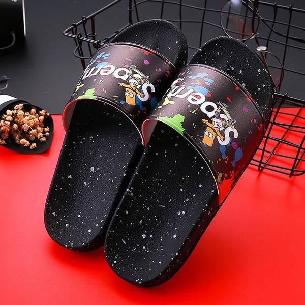 

new summer fashion letter scuffs seaside summer holiday casual slippers indoor and outdoor slippers couple slippers 36-45, Black