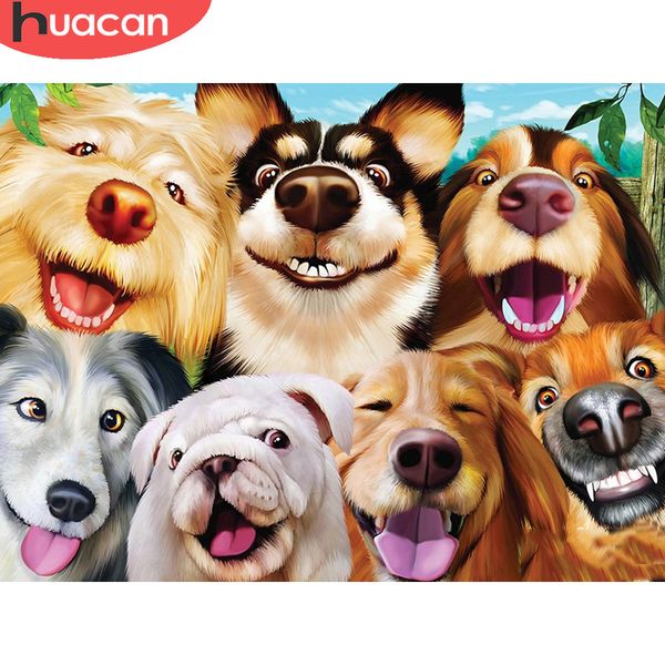 

huacan полный круглый / квадратный алмазные картина 5d собака вышивка животных мозаика главная декор ручной работы алмазное art