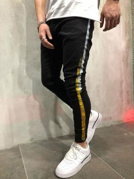 

hirigin new men slim fit urban straight leg trousers skinny pant casual pencil pants, Black