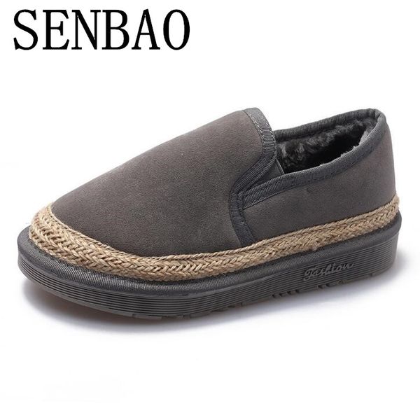 

senbao size 35-43 women winter shoes fashion flats snow boots warm fur inside antiskid bottom keep warm platform casual boots, Black