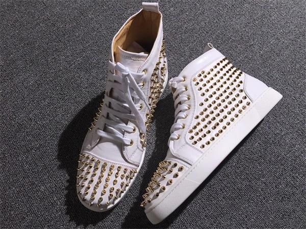 

luxury red bottom sneakers spikes sneaker shoes mens womens genuine leather flats outdoor walking party shoes chaussure homme 35-47, Black