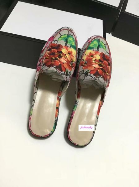 

sales luxury mules princetown designer men and women shoes classic slippery metal buckle beach slippers soft lovers slippers, Black