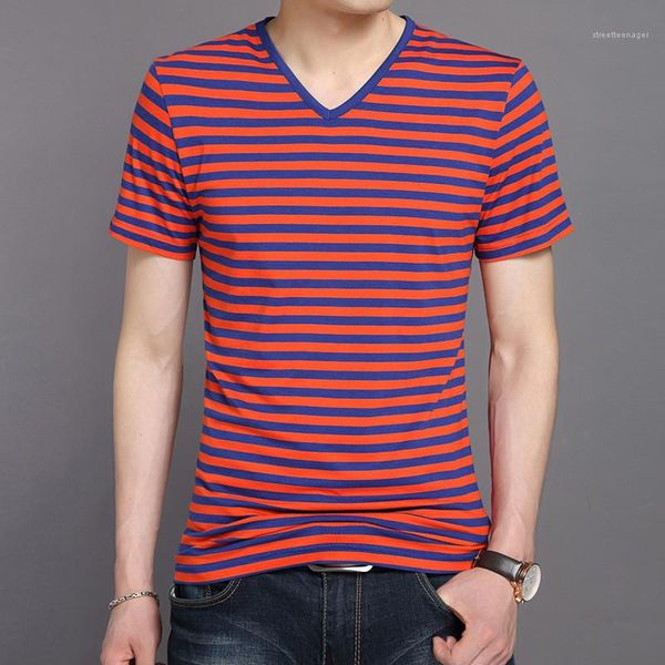 

лето v образным вырезом с коротким рукавом тонкий мужские tops casual красочный мужской тройники полосатый дизайнер мужские футболки, White;black