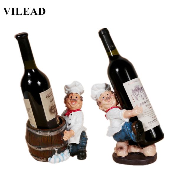 

vilead 7.8'' resin french chef brother wine racks wine holder interior crafts bottle stand bracket sculpture home decor