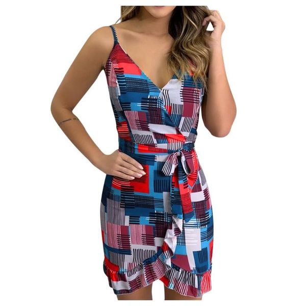 

cover-ups sagace dress women summer sleeveless printed elastic waist beach tunic casual party mini vestidos sun