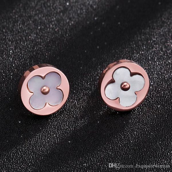 

brand classic logo design stud earrings natural white shell titanium earrings fashion designer jewelry women earrings, Golden;silver